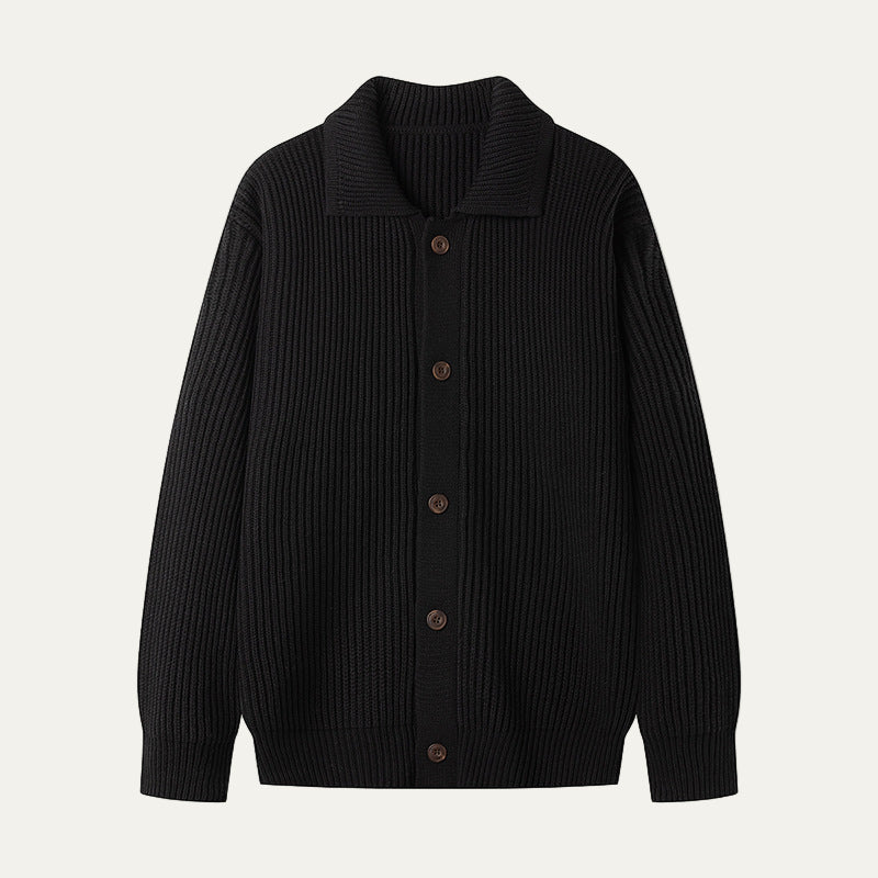 VogeLuxe | Men’s Textured Stripe Knit Button Cardigan