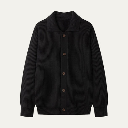 VogeLuxe | Men’s Textured Stripe Knit Button Cardigan