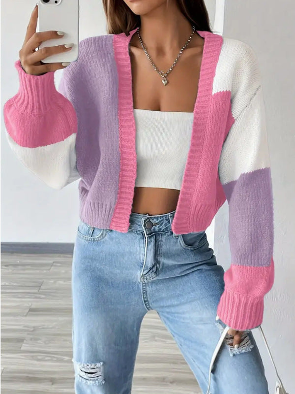 Chic Colorful Short Sleeve Cardigan for Women