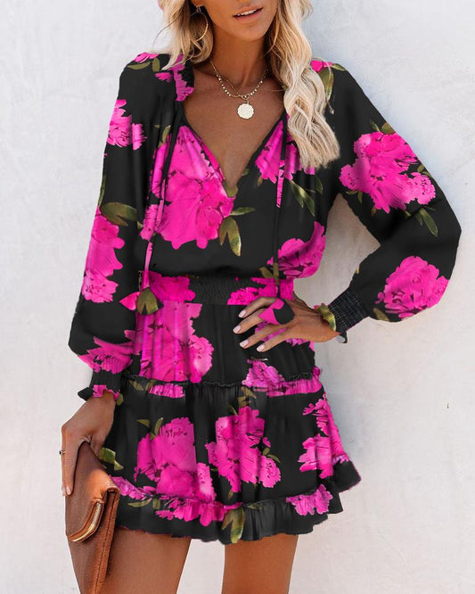 Bright Floral Little Black Dress for Women - VogeLuxe