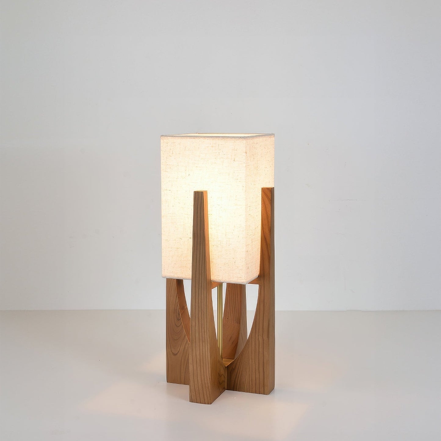 Rustic Wood Floor Lamp With Natural Linen Shade