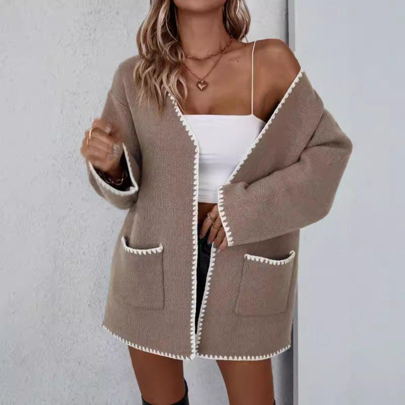 Cozy Open Front Long Sleeve Women's Cardigan Sweater - VogeLuxe