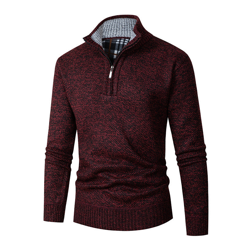 VogeLuxe | Men’s Textured Quarter Zip High Collar Sweater