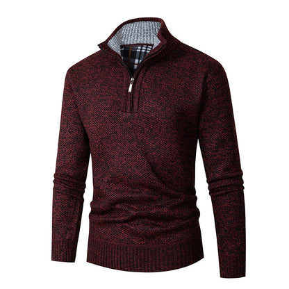 VogeLuxe | Men’s Textured Quarter Zip High Collar Sweater