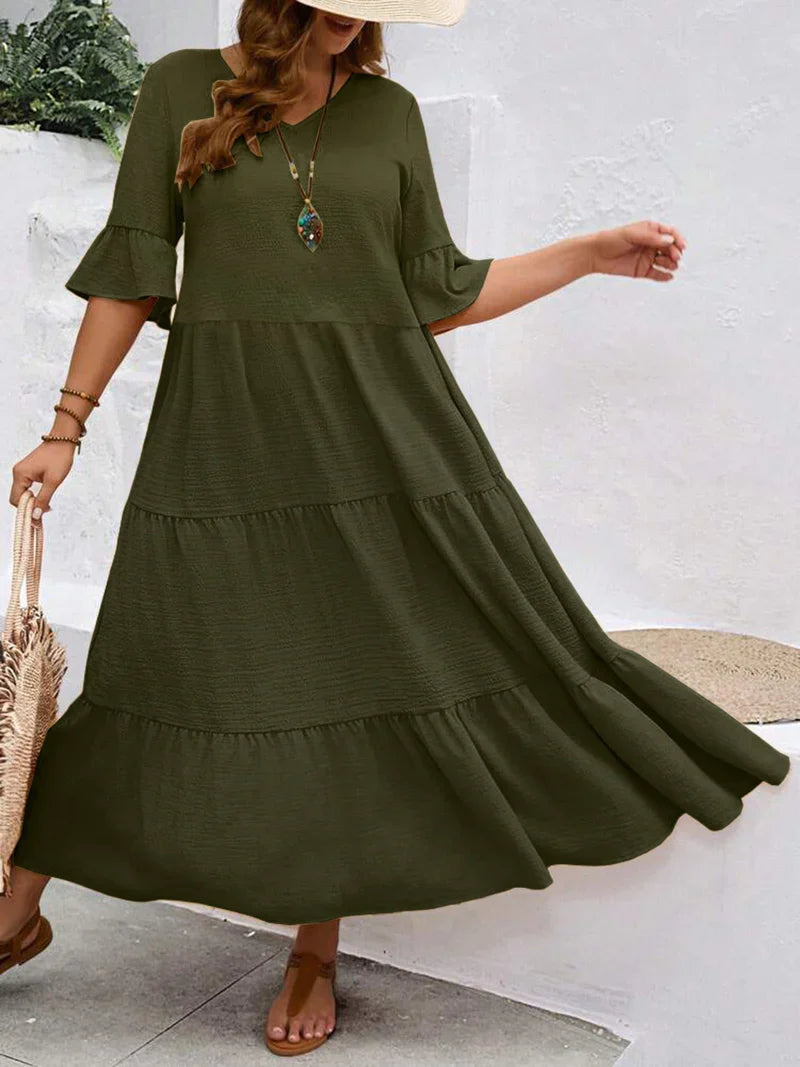 Plus Size V-Neck Women's Fashion Dress