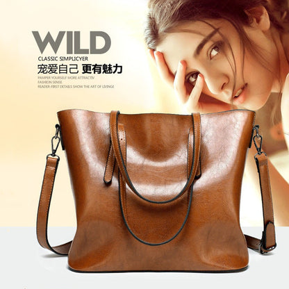 Classic Faux Leather Tote Bag - Big Capacity Shoulder Bag - VogeLuxe