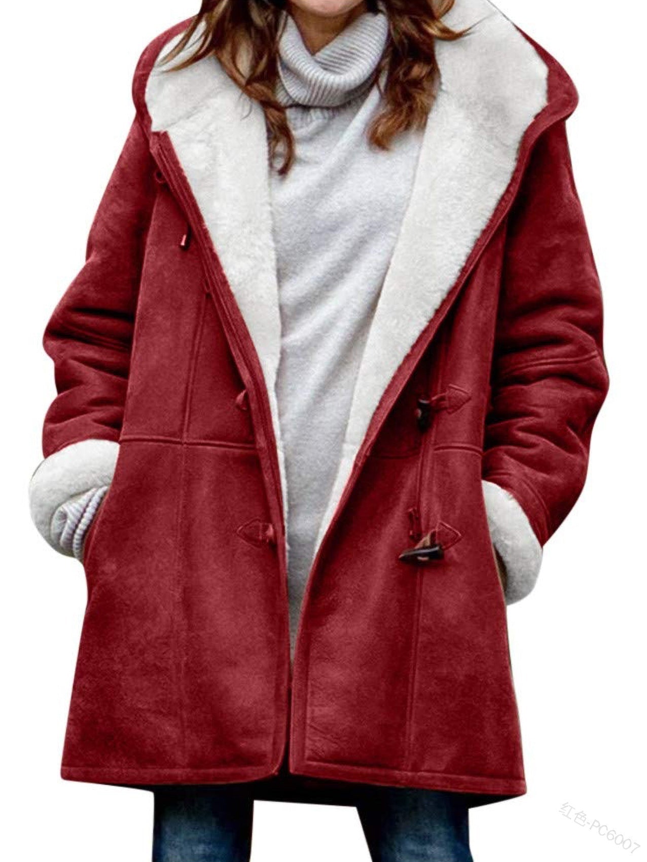 Donna Parka Inverno Caldo Lungo con Cappuccio Peloso