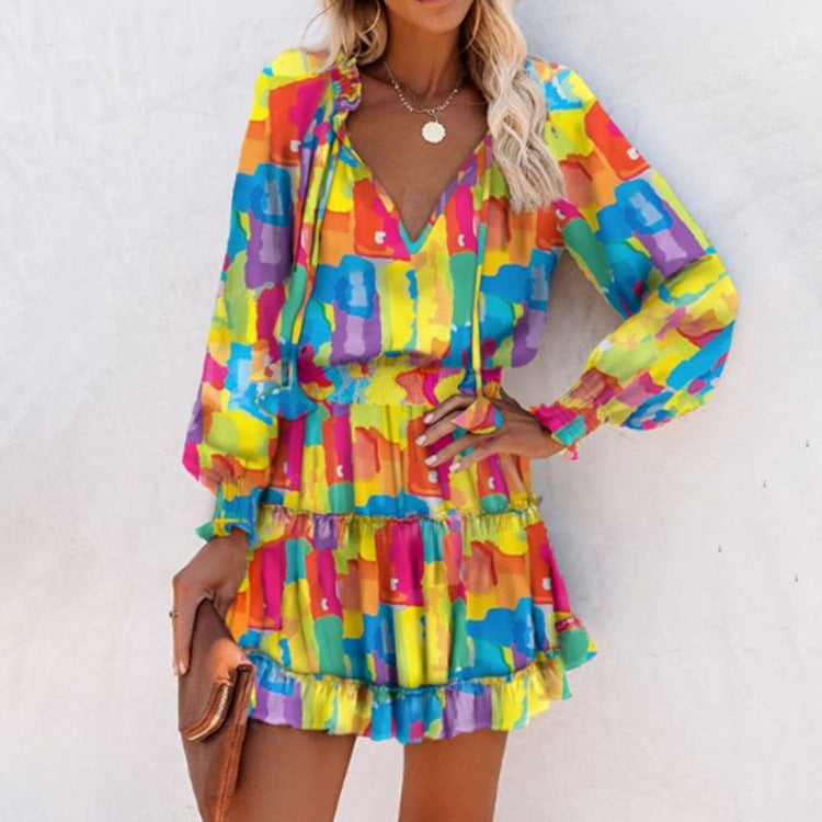 Bright Floral Little Black Dress for Women