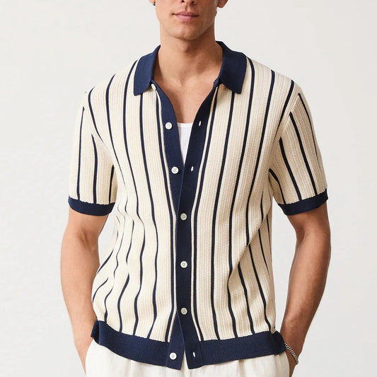 Classic Men's Striped Dress Shirt - VogeLuxe