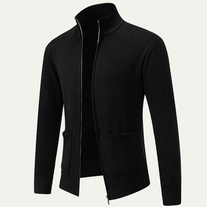 VogeLuxe | Men’s Textured Diagonal Knit Zip Cardigan