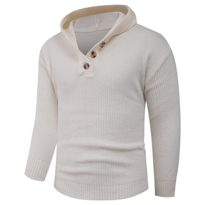 VogeLuxe | Men’s Wide Rib Buttoned Hooded Sweater