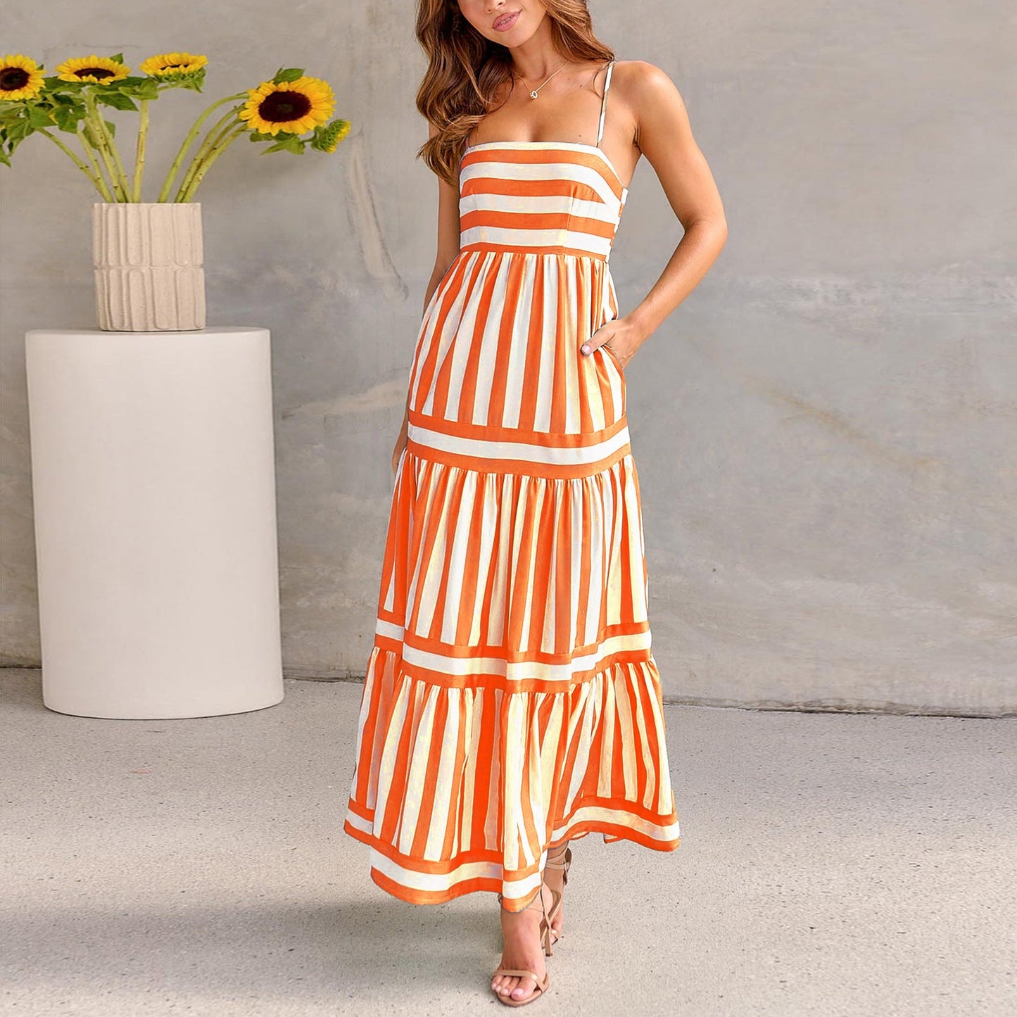 Chic Summer Dress – Floral Adjustable Strap & Button Details