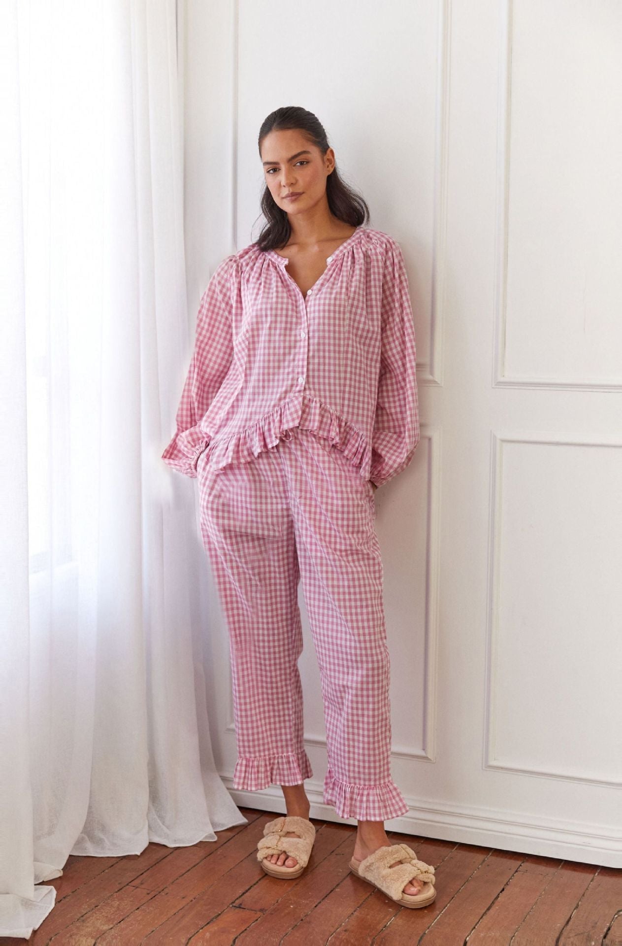 Floral Blouse and Loose Fit Trousers Set