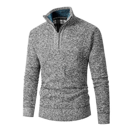 VogeLuxe | Men’s Textured Quarter Zip High Collar Sweater