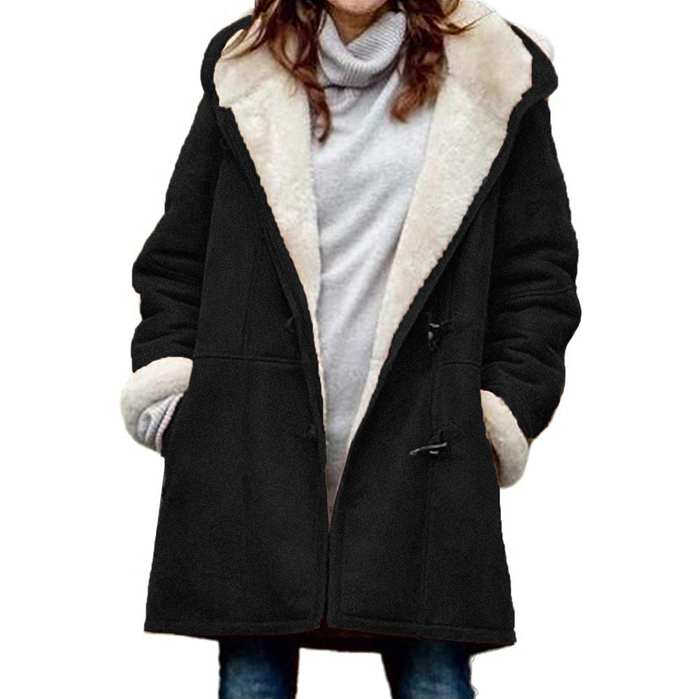 Donna Parka Inverno Caldo Lungo con Cappuccio Peloso