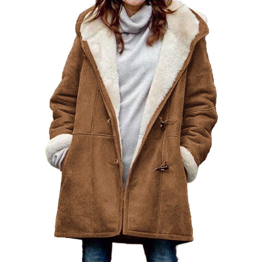 Donna Parka Inverno Caldo Lungo con Cappuccio Peloso