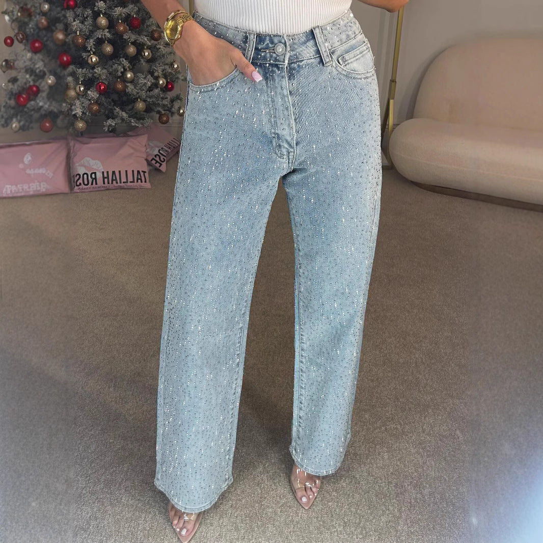 Classic Dark Blue Straight Leg Jeans - Faded Comfort Fit - VogeLuxe