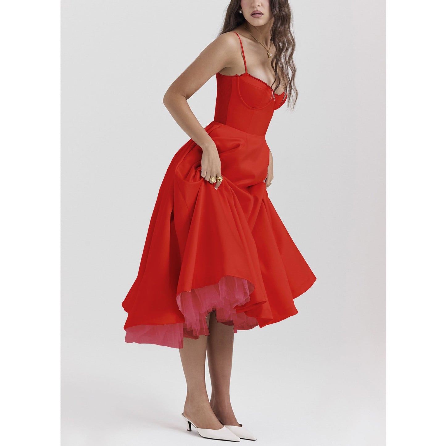 Loose Fit V-Neck Maxi Dress – Lightweight Ruffled Skirt