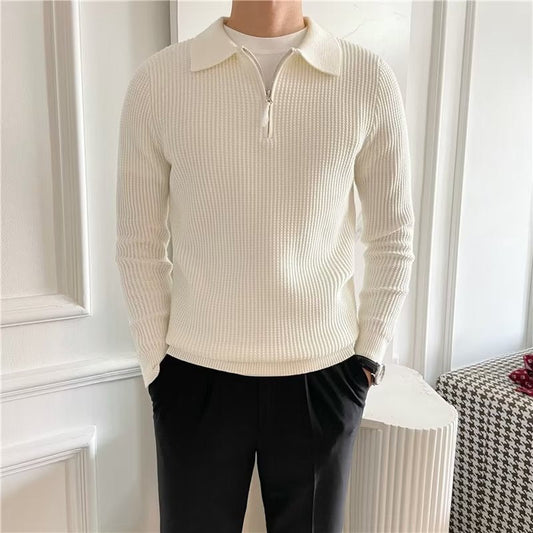 Classic Men's Zip Polo Sweater - VogeLuxe
