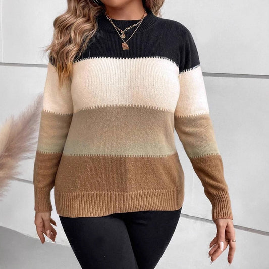 Classic Striped Crew Neck Women's Sweater - VogeLuxe