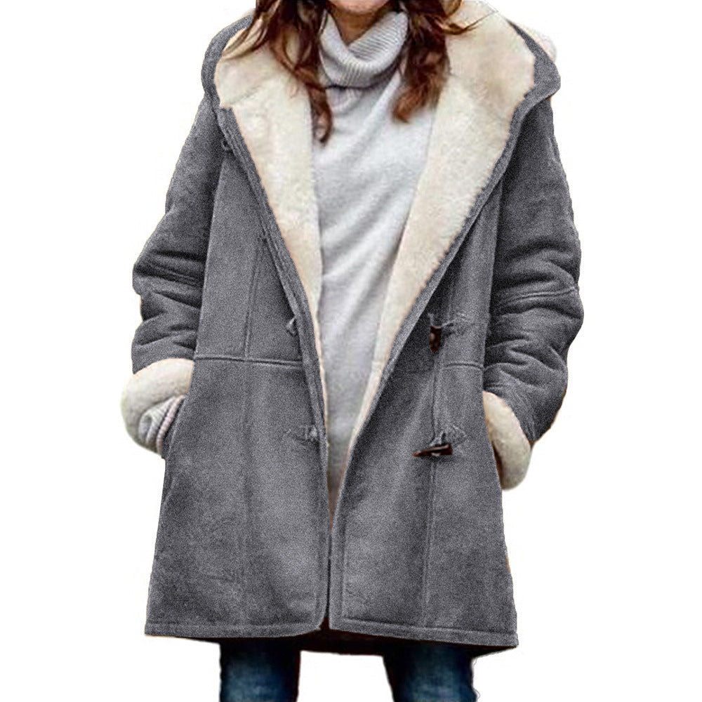 Donna Parka Inverno Caldo Lungo con Cappuccio Peloso