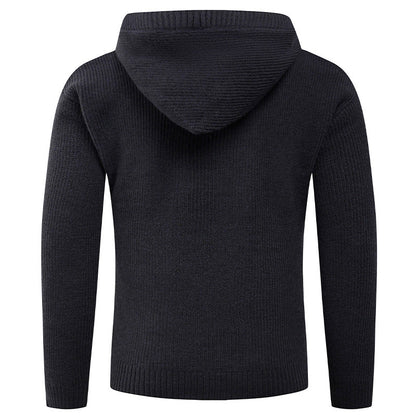 VogeLuxe | Men’s Wide Rib Buttoned Hooded Sweater