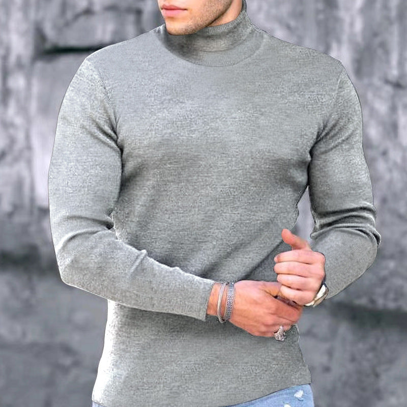 VogeLuxe | Men’s Form Fitting Soft Knit Turtleneck Top