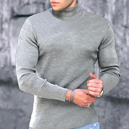 VogeLuxe | Men’s Form Fitting Soft Knit Turtleneck Top