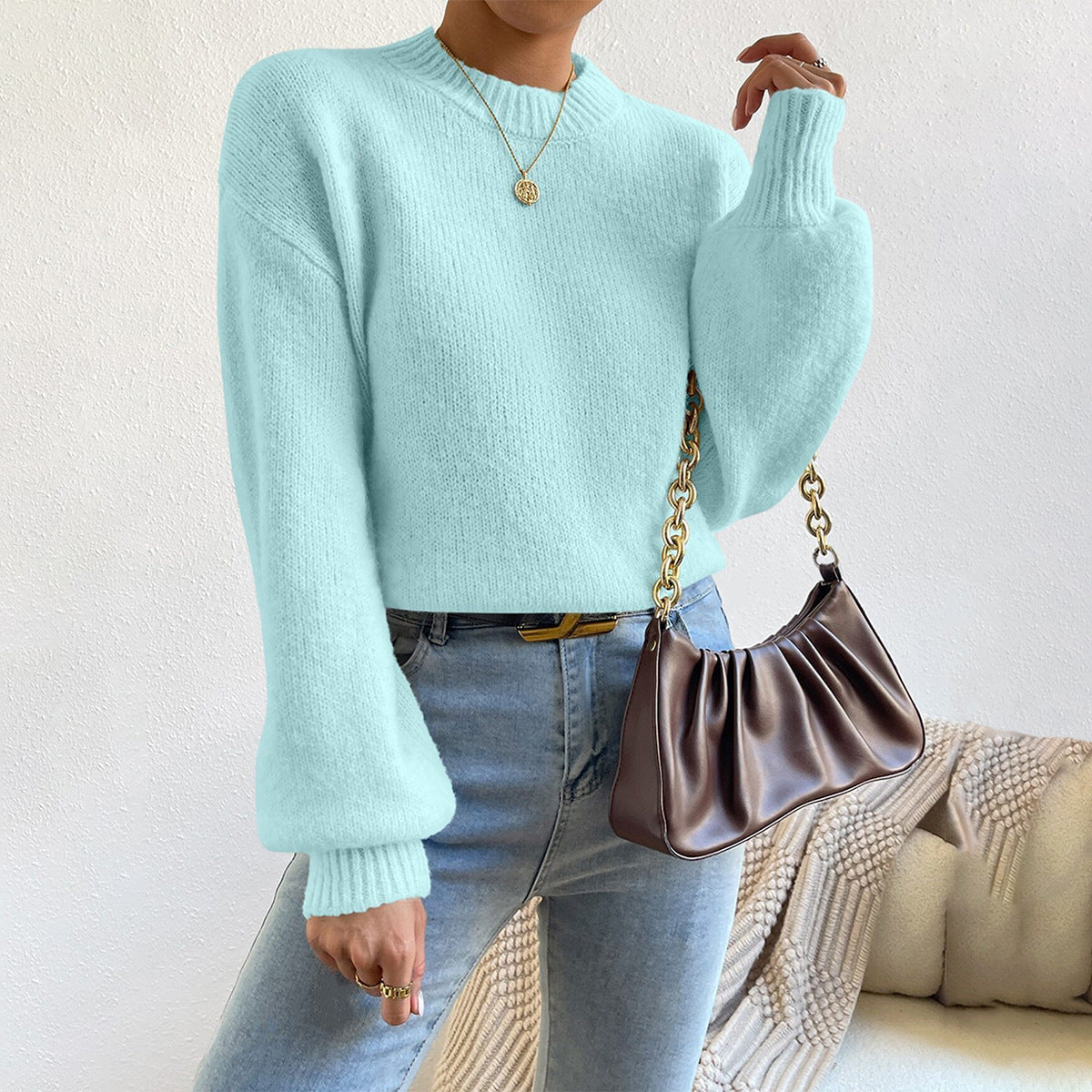 Comfy Women's Casual Crew Neck Sweater - VogeLuxe