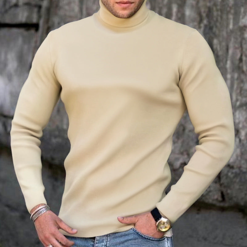 VogeLuxe | Men’s Form Fitting Soft Knit Turtleneck Top
