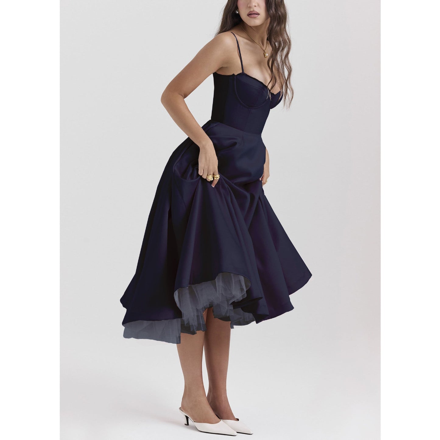 Loose Fit V-Neck Maxi Dress – Lightweight Ruffled Skirt