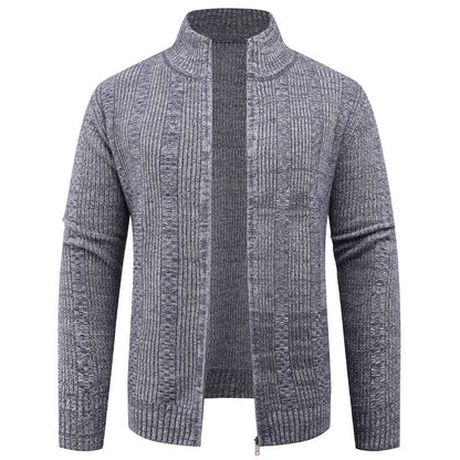 VogeLuxe | Men’s Vertical Texture Full Zip Knit Jacket