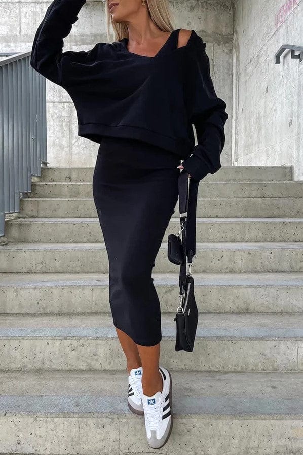 Fall 2 Piece Dress and Sweater Outfit - VogeLuxe