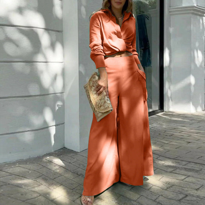Chic Women's 2-Piece Suit with Fitted Top and Trousers