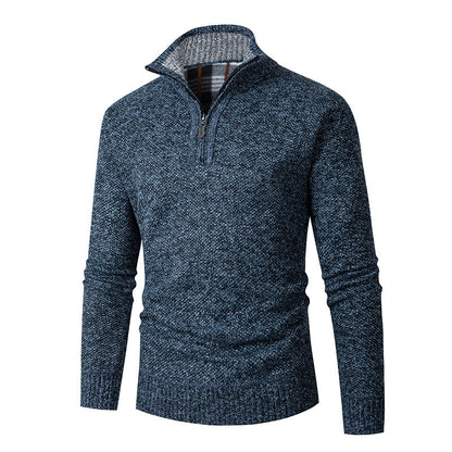 VogeLuxe | Men’s Textured Quarter Zip High Collar Sweater