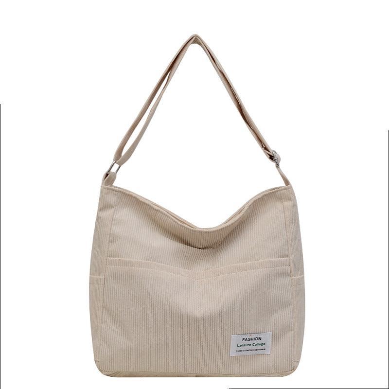 Rustic Corduroy Tote Bag for Women - Extra Large