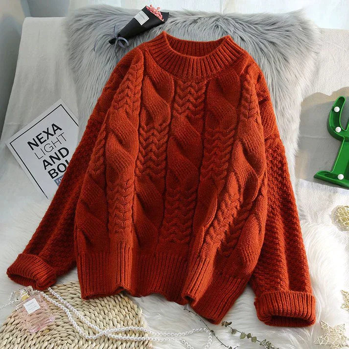 Cozy Oversized Brown Winter Sweater - VogeLuxe
