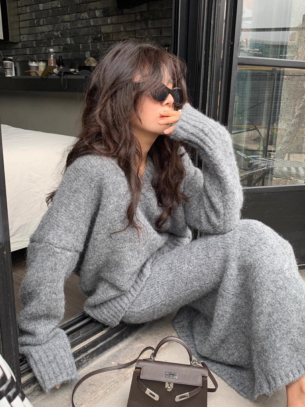 Casual Women's Crew Neck Sweater and Skirt Set