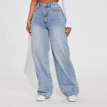 Classic Dark Wash Straight Leg Jeans – Soft Comfort Fit - VogeLuxe
