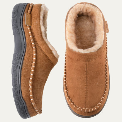 VogeLuxe | Men’s Suede Slip On Faux Fur Moccasin Slippers