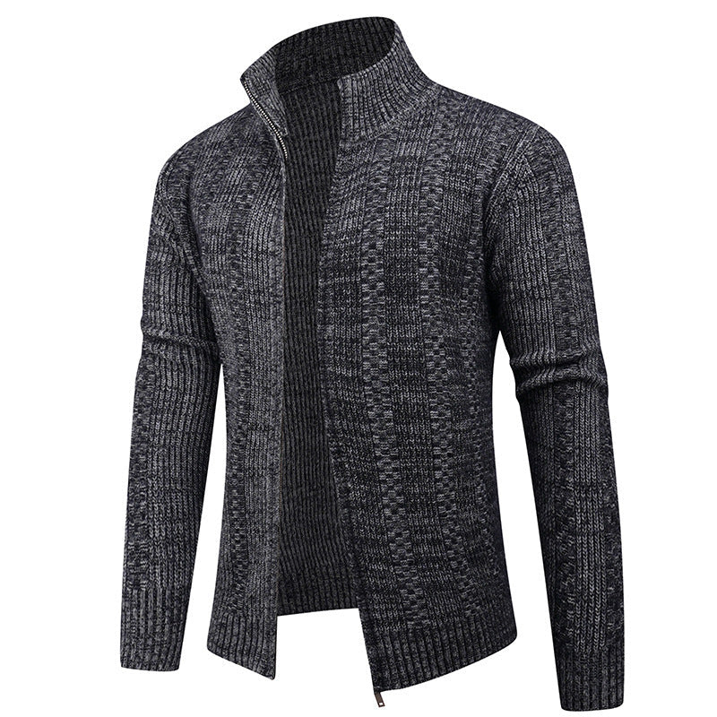 VogeLuxe | Men’s Vertical Texture Full Zip Knit Jacket