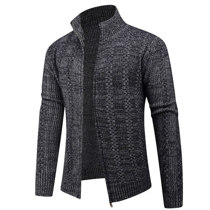 VogeLuxe | Men’s Vertical Texture Full Zip Knit Jacket