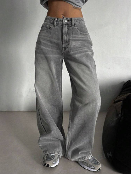 Dark Grey High Waisted Skinny Straight Leg Jeans