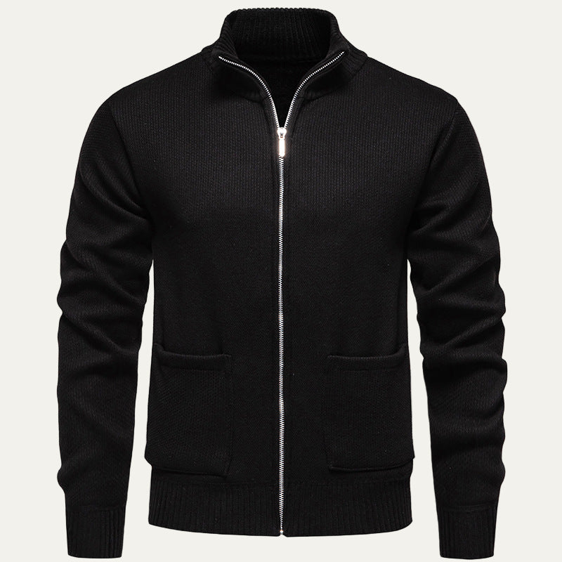 VogeLuxe | Men’s Textured Diagonal Knit Zip Cardigan