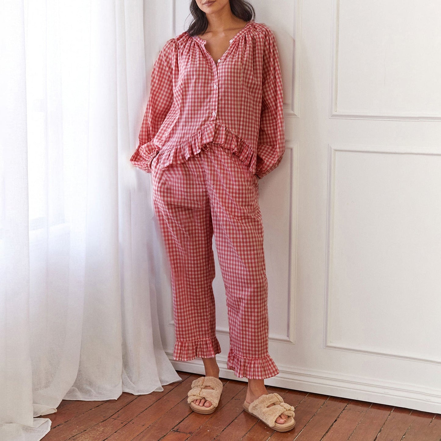 Floral Blouse and Loose Fit Trousers Set