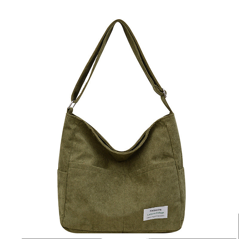 Rugged Corduroy Tote Bag for Women - Extra Large