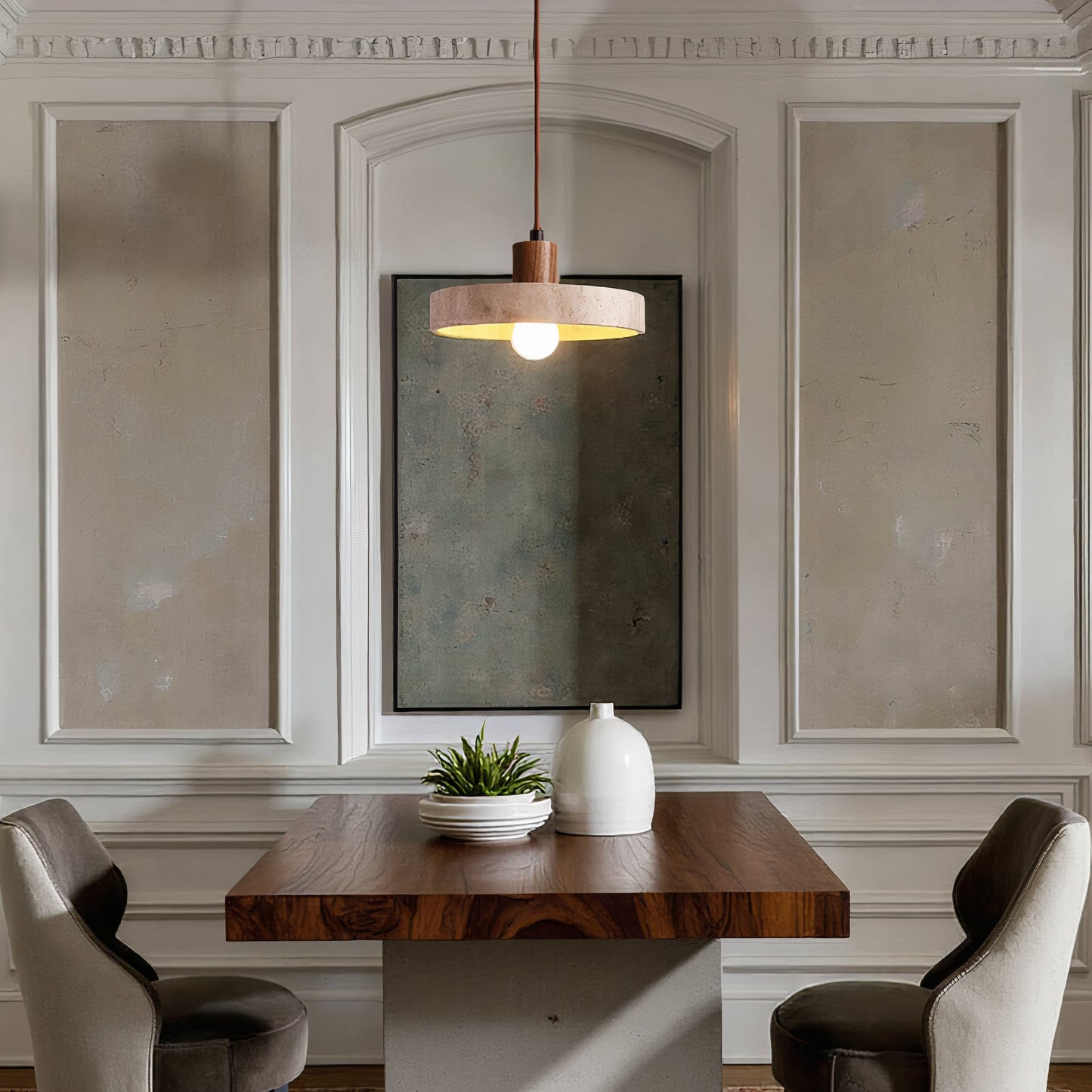 Natural Stone Pendant Light Adjustable - VogeLuxe
