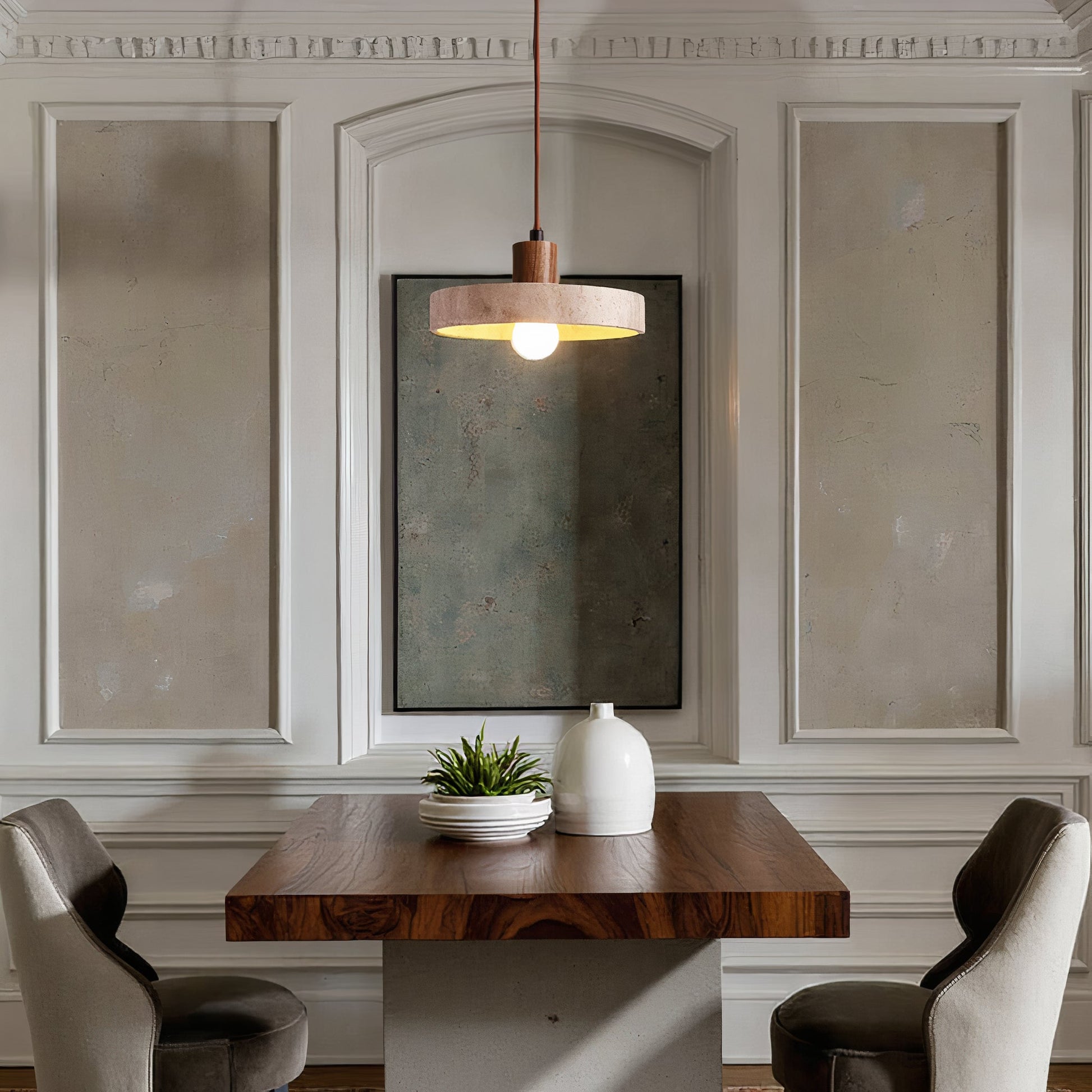 Natural Stone Pendant Light Adjustable - VogeLuxe