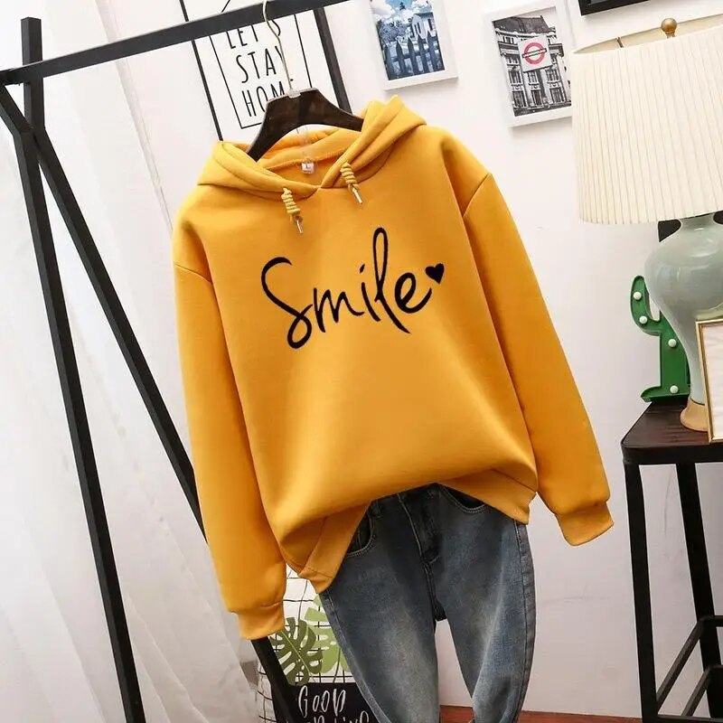 Women's Cute Smile Hooded Sweatshirt for Fall Winter