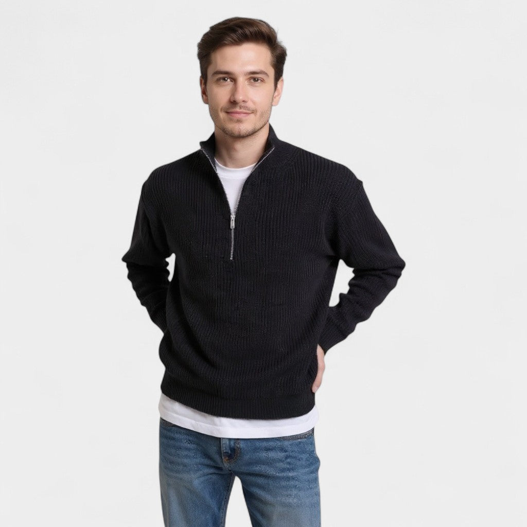 Old Monarchy | Men’s Half-Zip High Collar Sweater – Refined Warmth, Modern Ease 2